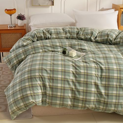 VENIES Bettwäsche 150 x 200 cm Einzelbett Bettbezug | 100% Baumwolle Atmungsaktiv Weich Bettbezug mit Reißverschluss Grün