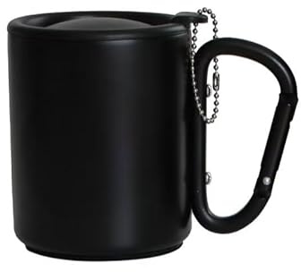 Tasse à poignée à mousqueton portable avec couvercle Tasse à café Voyage en plein air Camping Randonnée Tasse 300 ml Acier Inoxydable Alliage d'aluminium Tasse Isolée