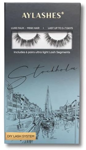 AYLASHES - DIY Eyelash Extensions Stockholm Eyelash Bands | Up to 7 Days Hold | Eyelashes DIY Set for Home | Artificial Eyelashes | Eyelash Extension Set | 11 mm - 16 mm