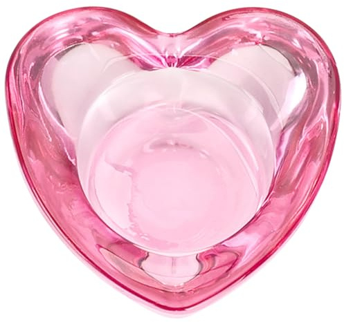 Amosfun Pot à Ongles en Verre de Cœur, Bol à Clous sans Couvercle, Petit Gobelet Rose pour Nail Art, Outil pour Ongles en Acrylique, Accessoire Manucure Polyvalent, Coupelle à Clous