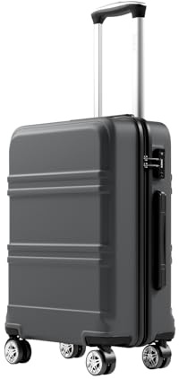 KONO Handgepäck Koffer ABS+PC Hartschalenkoffer, Kabinenkoffer 52x38x21 cm für Lufthansa & Eurowings, Leichter Reisekoffer mit Rollen und TSA Schloss für Kurzreisen (Grau)