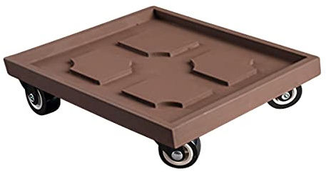 Liten växtvagn med hjul, fyrkantig blomkruka transportvagn, rullvagn, tefat, transportvagn, pall, lätt att flytta, max. lastkapacitet 75 kg färg: brun, storlek: 26 cm/10,23 tum)