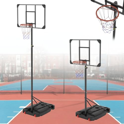 Aufun Basketballkorb Outdoor Basketball Ständer 1.5-2.6m Höhenverstellbarer | Freistehender Tragbarer Basketballständer mit 85x55 cm Rückwand, Vergrößerter Basis und Rollen für Jugendliche und Erwachsene