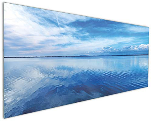 Wallario Küchenrückwand aus Glas 125 x 50 cm, Motiv: Blaue Meeresbucht in Italien mit Spiegelung im Wasser | Spritzschutz abwischbar & pflegeleicht