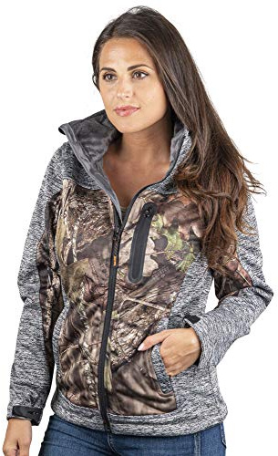 TrailCrest Women's Thermal Softshell Jacket Mossy Oak Camo Patterns (Grey Heather - XXX-Large)