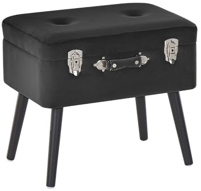 Moderner Hocker mit Stauraum schwarz Samtstoff Kofferhocker Mallard