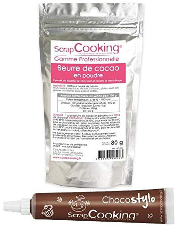 Beurre de cacao en poudre 80 g + Stylo chocolat