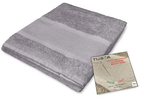 Tex family Set Asciugamani Bagno Tosca © in Spugna di Cotone 100% da Ricamare Punto Croce 1+1 Viso e Ospite (Grigio)