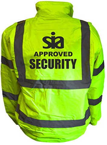 SIA Security Yellow Hi Vis Bomber Jacket Reflective, Waterproof, Conforms to EN20471 Class 3, High Visibility, By Brook Hi Vis, Large
