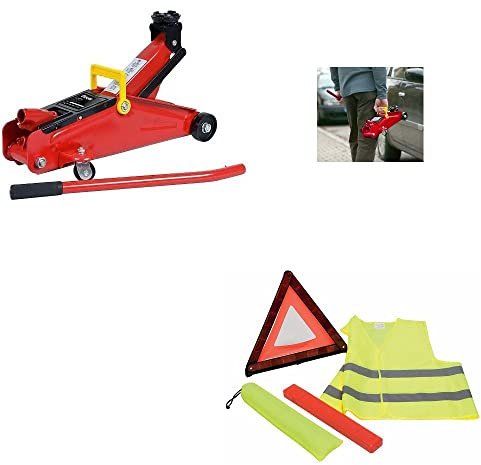 Compatible avec BMW Serie 4 Gran COUPÉ KIT pour Voiture HYDRAULIQUE avec Chariot SOS KIT DE Premiers Soins Auto Triangle d'urgence + Veste Fluide + Etui FOURNI