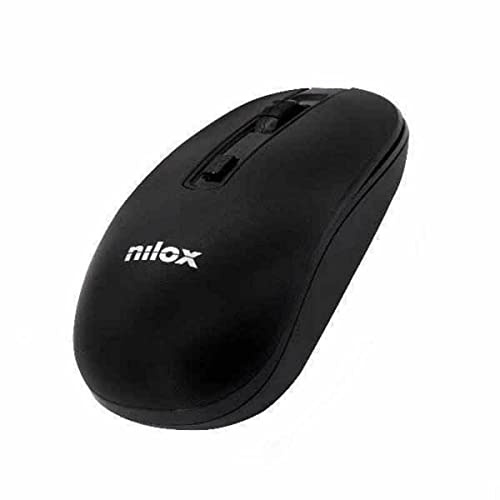 Nilox, Mouse Wireless 1600 DPI, 10 Metri Copertura, Mouse Wireless con 4 pulsanti, Ibernazione Automatica per Risparmio Energetico, Compatibile con Windows/Linux/Mac, Nero