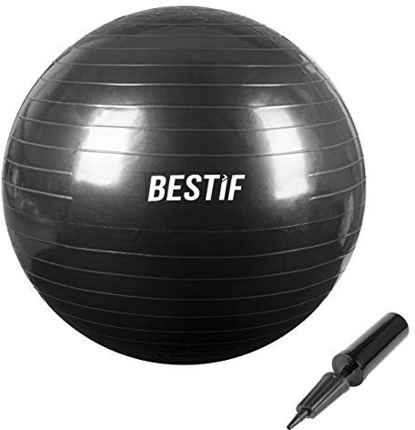 BESTIF Gymnastikball inkl. Pumpe Anti Burst Fitness Ball Sitzball für Training zu Hause, Büro, Fitnessstudio 55cm