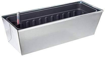 Gabioka flowerbox 60cm DE Luxe mit Wasserstandsanzeige und Wasserspeicher Blumenkasten/Gewürzlinge/Gartendeko/Pflanzkasten für Gabionen und Zäune aus Doppelstabmatten (1, verzinkt)