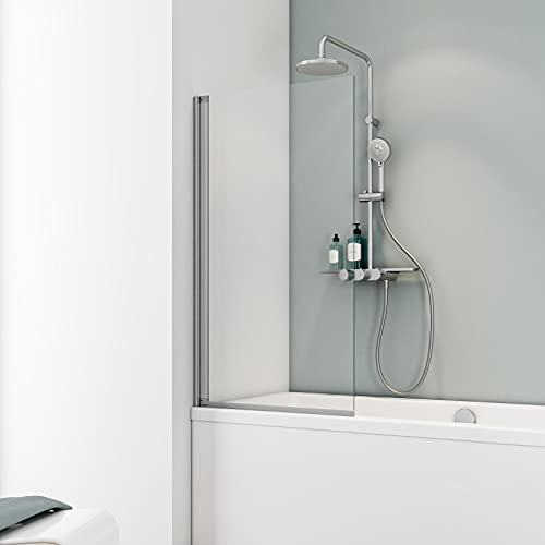 Schulte pare baignoire 50 x 150 cm alu, verre 5 mm, réversible pivotant | paroi rabattable à 180° verre trempé réglage de 49,5-50,5 cm