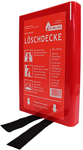 EXDINGER Feuerlöschdecke 100x100 cm in Kunststoffbox gemäß DIN EN 1869:2001 (auch für Fettbrände)