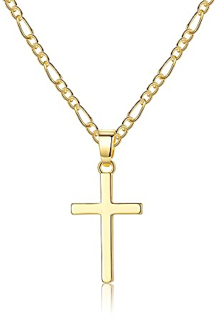 CERSLIMO Kreuz Kette Herren Damen, Kette mit Kreuz Gold Halskette Anhänger Kreuz für Mädchen Jungen Freund