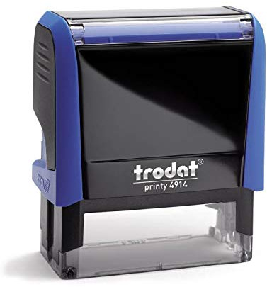 Trodat - Printy 4914 - Personalizza il timbro personalizzato con testo desiderato, personalizzalo qui online colore della cassa blu – timbro per indirizzo – timbro aziendale – con testo desiderato