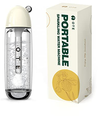 OTE Máquina de Agua con Gas portátil Doble Capa Pet Máquina de transmisión de Soda portátil Segura 450 ml Personal Pet Seltzer Stream Carbonatador Sin Electricidad Sin BPA(no incluye cartuchos de Co2)