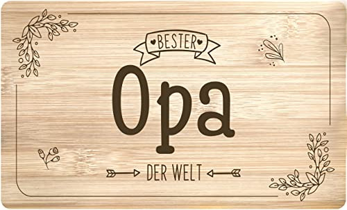 Frühstücksbrettchen mit Spruch Bester Opa der Welt - Holzbrett Made in Germany aus Echtholz - Geschenk für Großvater (Opa)