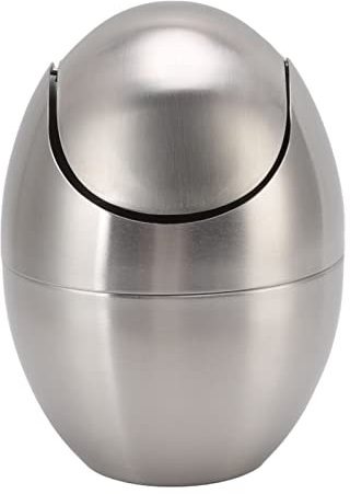 Pyhodi Mini-Tischabfalleimer mit Schwingdeckel, Edelstahl-Tischabfalleimer, Eiförmiger Metall-Abfalleimer, Schwingdeckel-Mülleimer, Mini-Arbeitsplatten-Mülleimer 5,6 X 7,5 Zoll