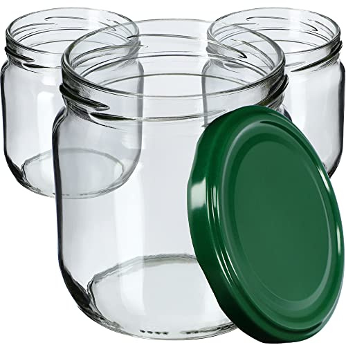 KADAX Uppsättning med 6 glasburkar 425 ml TO82 grön, fallburkar masonburk med skruvlock, lufttäta twist-off glas, måleriprep, övernattningsoats, surdeg