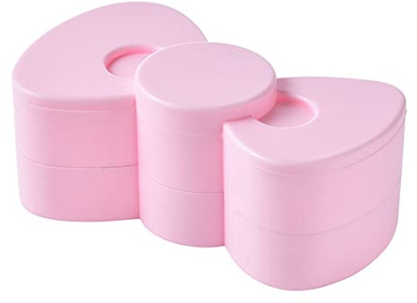 Plastic 2-Layer Small Jewelry Organizer Box Bow Shape Rotating Travel Jewelry Storage Box Holder Jewelry Tray Case with Lid for Earring Ring Bracelets Cufflinks Hair Tie Brooches and Other Small