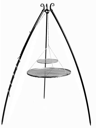 GMD Living Schwenkgrill LÜBEN 200 cm inkl. Doppelrost aus Rohstahl, Größe:Grillrost Ø70 cm + Ø40 cm