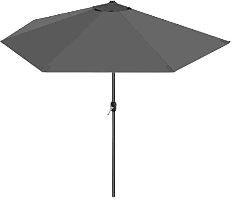 JUANIO Demi-Parasol de Jardin Coloris Gris Anthracite, Parasol de Balcon terrasse avec manivelle - Diamètre 270 x Profondeur 135 x Hauteur 230 cm