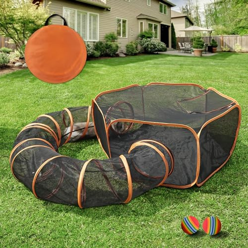 MAMI&BABI Enclos d'extérieur pour Chats d'intérieur, Parc extérieur Pliable avec Tunnel, tentes pour Chats, Chiots, Lapins et Autres Petits Animaux
