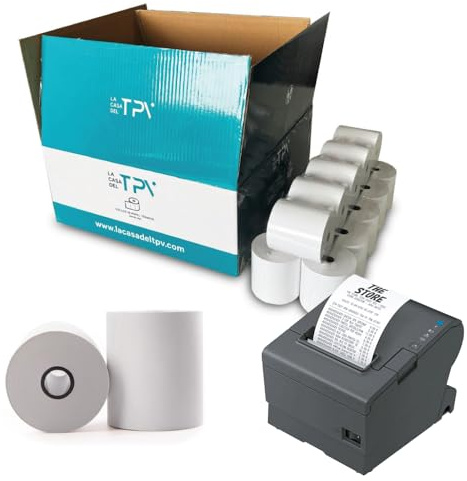 Papel Térmico 80x60 mm - 200 Rollos Papel Impresora Térmica y TPV - Papel para Tickets - Compatible Impresora, Caja Registradora y Básculas - Sin Bisfenol A - 60 Gr - 45 Metros/Rollo - La Casa del TPV