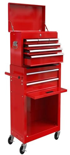SLifet Werkzeugkasten mit 8 Schubladen, Metall, Rot/Ausflug, einfarbig (Getaway Solids), One Size