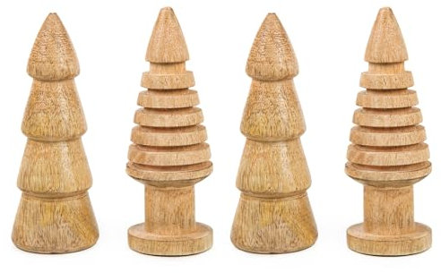Logbuch-Verlag 4 Holz Bäume Weihnachtsbaum Figur Weihnachtsdekoration braun Natur Holzdeko Weihnachten 15 cm