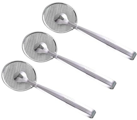 Zerodeko 3pcs Stainless Steel Strainer for Cooking Colander Sieve Clamp Filter Spoon Clip Oil-Frying Filter Clip Multi-Functional Food Sieve