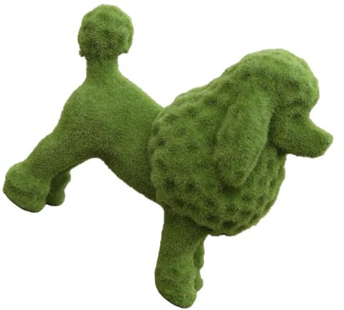Sosoport Dekorative Lichter Außendekorationen beflockte Tierfiguren grünes Ornament Gartenverzierung Hundefiguren schmücken künstlich Statuette Füllstoff falsches Moos Rasen Naturharz
