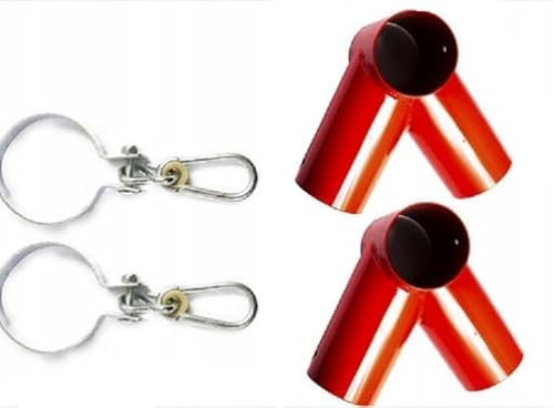 GigiToys® Bausatz zum einer Spielplatzschaukel 100mm Rot 90° | 2 Schaukelhaken +2 Schaukelverbinder | Schaukelschraubenset zum Rundbalken | Befestigung für Spielplatz Gartenschaukel