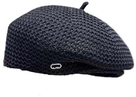 Berretto da donna versatile che guarda il viso, piccolo, primaverile ed estivo, in seta di latte, traspirante, cappello da pittore a pieghe a forma di zucca, Nero , M(56/58 cm)