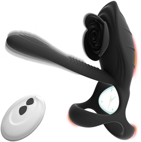 Buntune Vibrierender Cockring Sexspielzeug für die Männer Paare Silikon Penisring Vibratoren mit Klitoris Stimulator und 10 Vibrationsmodi Fernbedienung Paarvibrator Penis Ring (Schwarz)