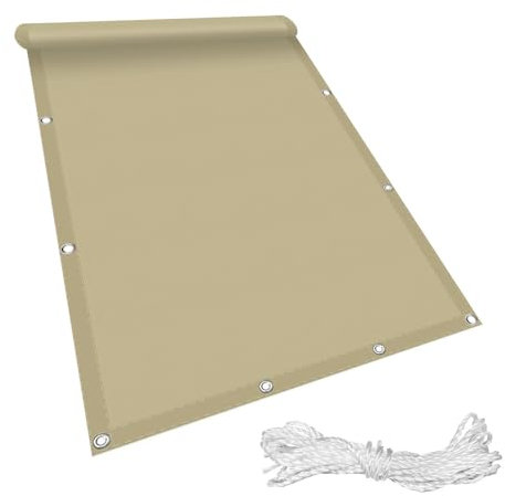 Sonnensegel Sonnenschutz mit Ösen 1.1 x 2.9 m Sichtschutz UV Schutz Imprägniert Balkon Sichtschutz Ohne Bohren mit Ösen Segeltuch für Garten Balkon, Taupe