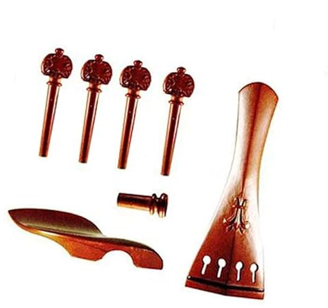 Violin Music Instrument Zubehör Geschnitzte Violinteile 4/4 Violine Ebenholz/Buchsbaum Saitenhalter Geige Saitenhalter Wirbel Kinnhalter Endpin SET(Color:535)