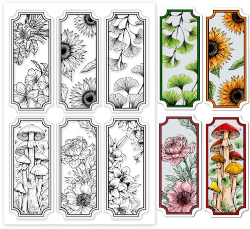 GLOBLELAND Pflanzenetiketten Clear Stempels Blumen Ginkgoblätter Pilze Lesezeichen Silikonstempel Siegel Gänseblümchen Lilie Transparente Stempel Für DIY Scrapbooking Kartenherstellung