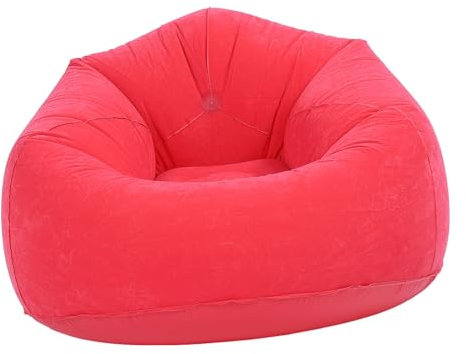 Elprico Aufblasbarer Stuhl, Tragbares Aufblasbares Sofa, Aufblasbarer Lounge-Sessel mit Beflockung für Wohnzimmer, Schlafzimmer, Balkon, Büro, Reisen (Rot)