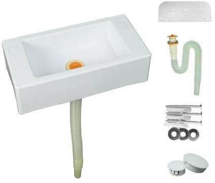 TYTFTDLD Waschbecken Wandausgussbecken schlagfesterWaschbecken, Gästetoilette Eckwaschbecken zur Wandmontage mit Hahnloch Rechteckige Spüle Wandspüle 40 * 20 * 11cm[sl75cm]