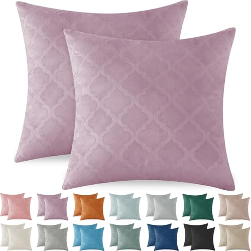 Ystyle Fundas para Almohadones 45x45 de Terciopelo Juego de 2 Decoracion Hogar Funda para Cojin Sofa Cama Salon de Estar Dormitorio Sillas Jardin Habitación Color Sólido, Morado