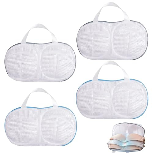 FOSDICK 4 Stück Wäschenetz Bh, Wiederverwendbare Bh Wäschenetz, Bh Netz für Waschmaschine mit Griff, Mesh Bh Waschbeutel für Waschmaschine, Wäschesack Bh für Kleidung, Unterwäsche
