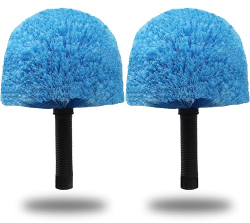 2 Pack Robust Cobweb Duster Head Brush – Superior Twist-On Web Cleaning Tool – Spider Web Remover Brush Compatible with Standard 3/4 Inch Threaded Poles for Outdoor & Indoor Use – Head Only (Blue)