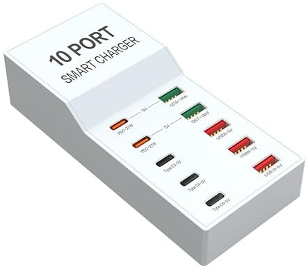 Balabaxer USB Charger Station,10-Port 72W Multiple USB Charging Station,Multi Ports Charger Charging for Smartphones，Tablets，and Other Devices.