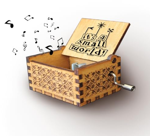Melodiebox: It's a small World Holzspieluhr mit Handkurbel Spieluhr Musicbox Hand gekurbelt Neu