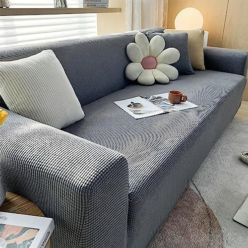 Corner L Shaped Sofa Cover Super Soft Anti Slip Couch Covers 4 Seater Washable Chaise Sofa Cover Light Grey (2 pcs)