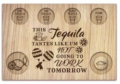 BENECREAT Plateau de Service pour Verres à Shot de Tequila Mexicains Sand Hammer Porte Verre en Bois avec Bord de Sel Planche à Verres à Shot pour Bar Restaurant Fête Réunion de Famille 20x30cm