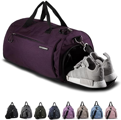 Fitgriff® Sporttasche & Reisetasche für Damen und Herren - mit Schuhfach & Nassfach - Tasche für Sport, Fitness & Reisen - Trainingstasche, Gym Bag (Mulberry, 48 x 26 x 25 cm (Small))